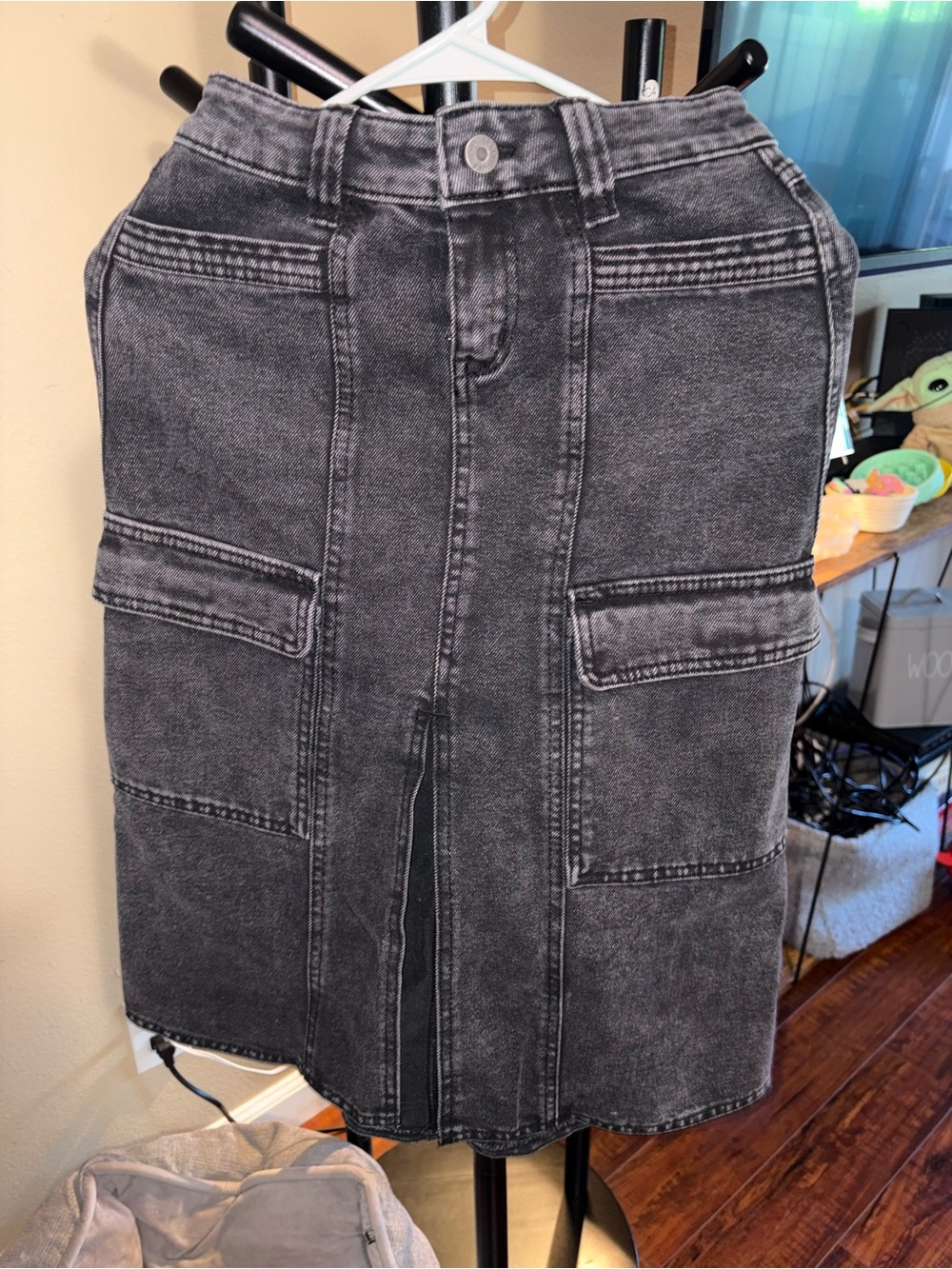 Sincerely Jules Washed Black Cargo Pencil Skirt